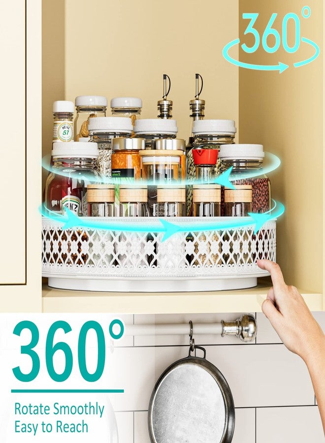 Ovicar Lazy Susan Turntable Organizer - 13 inch Rotating Spice Rack Metal Lazy Susan for Cabinet Pantry Kitchen Countertop Dining Table Cupboard Bathroom Vanity Refrigerator White - Image 2
